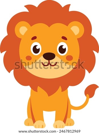 Baby Lion Funny friendly greeting lion for kids and children, African humorous safari animal mascot Minimalist, illustration,  minimalist art, vector illustration, wildlife illustration, nature