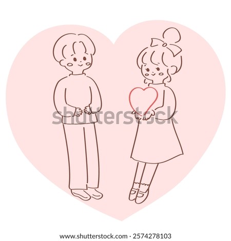 Valentine's Day Confession Cute girl and boy Illustration doodle