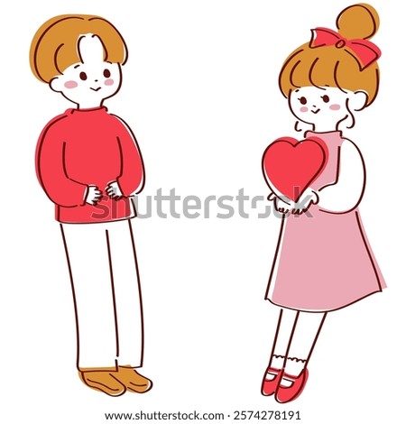 Valentine's Day Confession Cute girl and boy Illustration