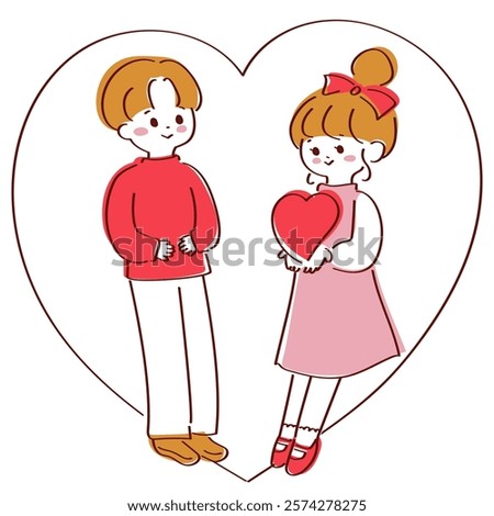 Valentine's Day Confession Cute girl and boy Illustration