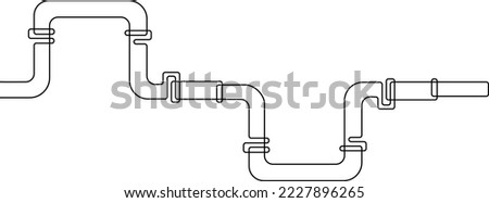 Large metal pipe. Gas pipeline or oil pipeline. Continuous line drawing, vector illustration.