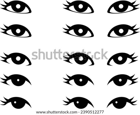 Eye icon set. Vector illustration isolated on white background. EPS 10