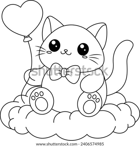 Cute Kitty Cartoon Coloring Page