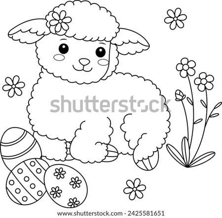 Sheep and Easter Eggs coloring page