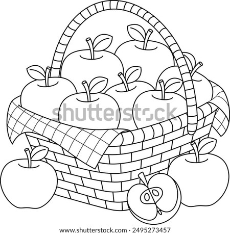 Basket of apples, thanksgiving outline coloring page