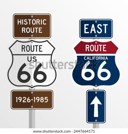 Route 66 Signs - Brazil - Vector illustration of historic route 66 road signs