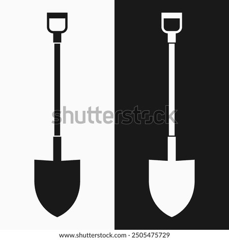 Shovel Icons: vector illustration of shovel icons with black and white backgrounds