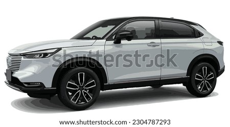 Suv mpv realistic family japan car coupe sport colour white elegant new 3d urban electric HRV CRV  class power style model lifestyle business work modern art design vector template isolated background