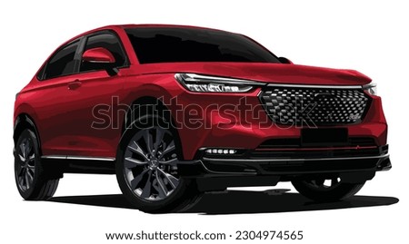 Suv mpv realistic family japan car coupe sport colour red elegant new 3d urban electric HRV CRV  class power style model lifestyle business work modern art design vector template isolated background