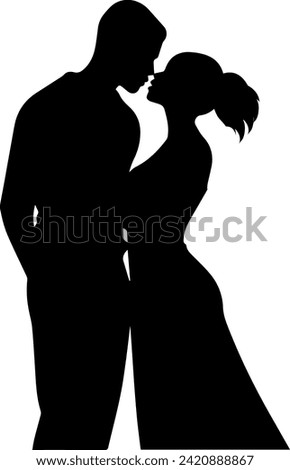 Couple Silhouette, Valentine's day romantic couple silhouette, Valentine's day romantic couple Vector.