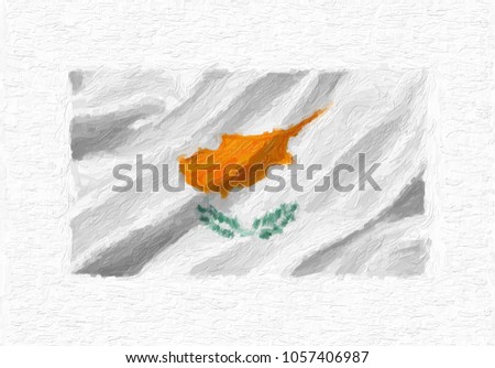 Cyprus hand painted waving national flag, oil paint isolated on white canvas, 3D illustration. Stock fotó © 