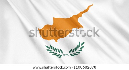 Cyprus flag waving with the wind, wide format, 3D illustration. 3D rendering. Stock fotó © 