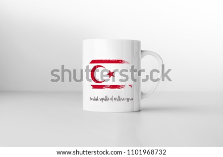 Turkish Republic of Northern Cyprus flag souvenir mug white background. 3D rendering. Stock fotó © 