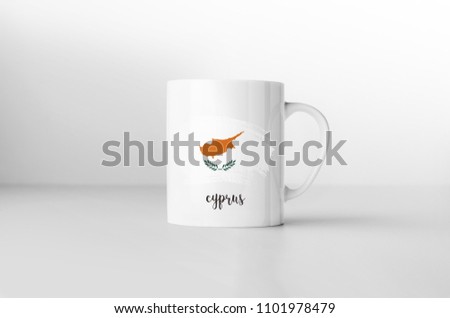 Cyprus flag souvenir mug on white background. 3D rendering. Stock fotó © 