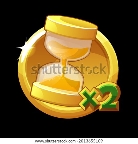 Golden hourglass icon, doubling time for ui games.