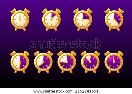 Time line bar, vector clock icons for game.