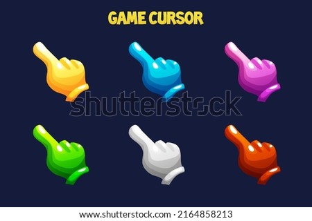 Colored Hands Cursors Icons for Game UI