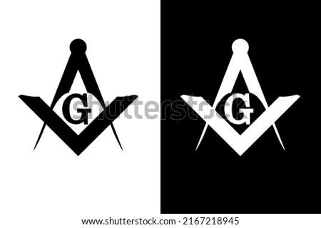 Compasses and square. Vector Masonic Symbol, sacred society.