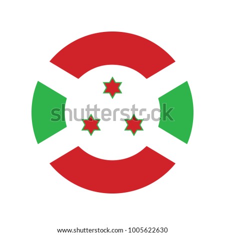 Simple vector button flag - Burundi, Burundian Flag Badge - Flag of Burundi Button Isolated on White.