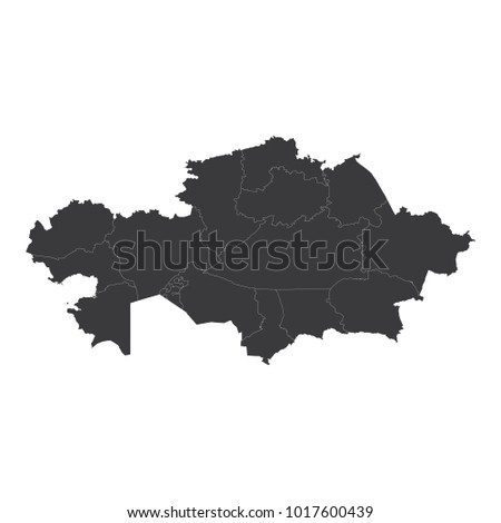 Kazakhstan map on white background vector, Kazakhstan Map Outline Shape Black on White Vector Illustration, High detailed black illustration map -Kazakhstan.