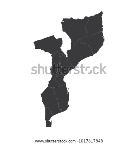 Mozambique map on white background vector, Mozambique Map Outline Shape Black on White Vector Illustration, High detailed black illustration map -Mozambique.