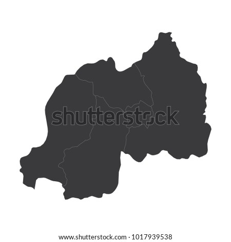 Rwanda map on white background vector, Rwanda Map Outline Shape Black on White Vector Illustration, High detailed black illustration map -Rwanda.