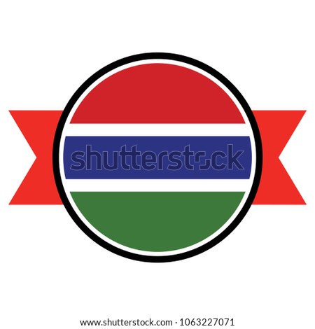 Gambia flag in round button of icon. flag logo of Gambia emblem isolated on white background, Gambia national concept sign, Vector illustration.