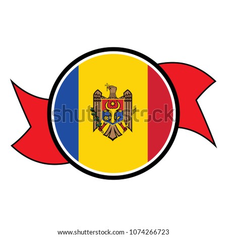 Moldova flag in glossy round button of icon. flag logo of Moldova emblem isolated on white background, Moldova national concept sign, Vector illustration.