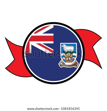 Falkland Islands flag in glossy round button of icon. flag logo of Falkland Islands emblem isolated on white background, Falkland Islands national concept sign, Vector illustration.
