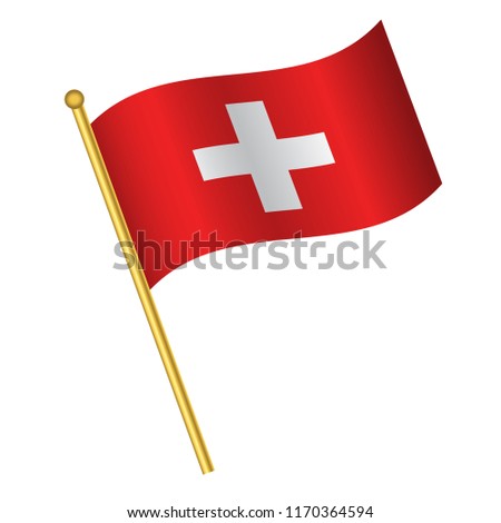 Flag of Switzerland, Switzerland flag Golden waving isolated vector illustration eps10.