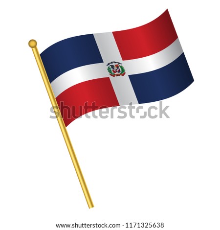 Flag of Dominican Republic,Dominican Republic flag Golden waving isolated vector illustration eps10.
