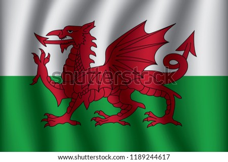 Waving Flag of Wales. Wales Icon vector illustration eps10.
