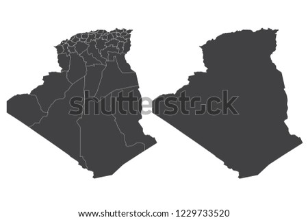 Map - Algeria Couple Set , Map of  Algeria,Vector illustration eps 10.