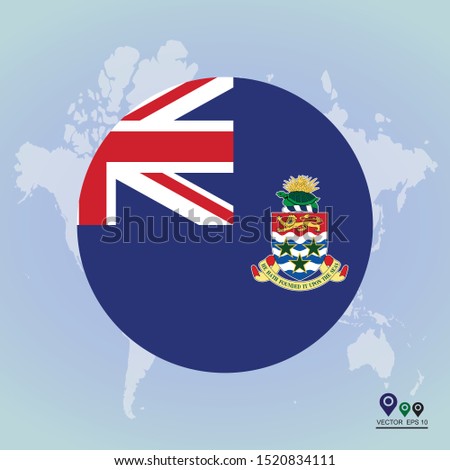 Flag of Cayman Islands Ribbon Round Glossy Icon. Vector illustration eps 10.