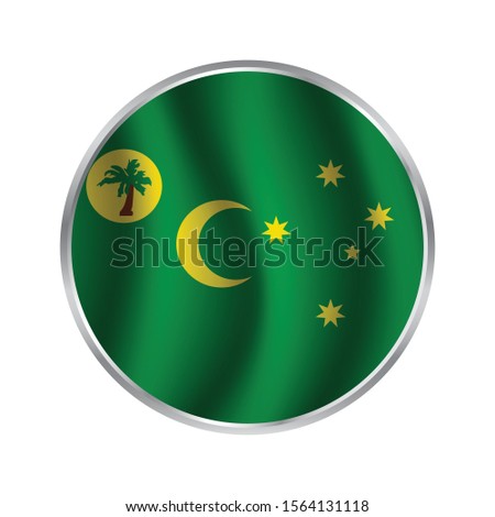 button Flag of Cocos Island. Vector illustration.