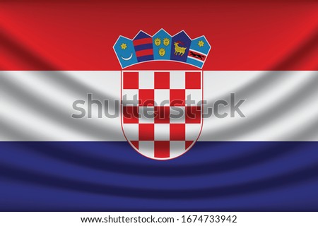 Croatia flag background with cloth texture. Croatia Flag vector illustration eps10. - Vector
