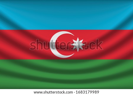 Azerbaijan flag background with cloth texture. Azerbaijan Flag vector illustration eps10. - Vector