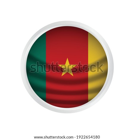 Cameroon flag in round button of icon. flag logo of Cameroon emblem isolated on white background, Cameroon national concept sign, Vector illustration.