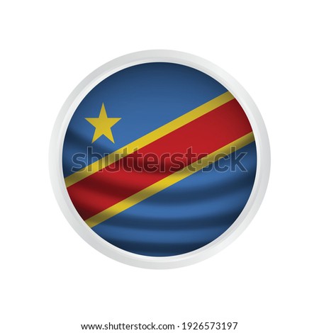 Democratic Republic Congo flag in round button of icon. flag logo of Democratic Republic Congo emblem isolated on white background.