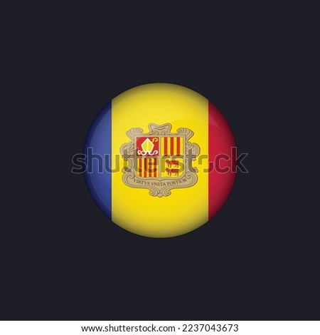 Andorra flag icon,Round Andorra flag icon vector isolated, Andorra flag button.