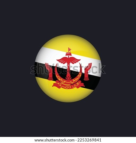 Brunei Darussalam flag icon,Round Brunei Darussalam flag icon vector isolated, Brunei Darussalam flag button.