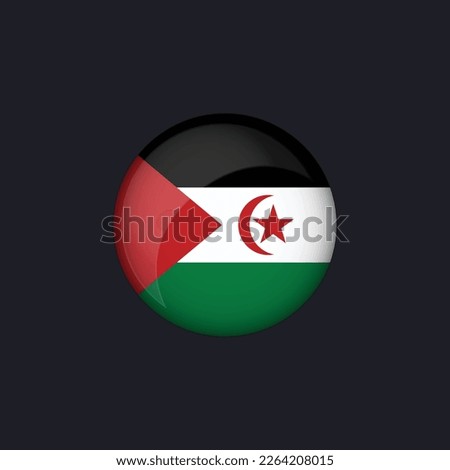 Western Sahara flag icon,Round Western Sahara flag icon vector isolated,Western Sahara flag button.