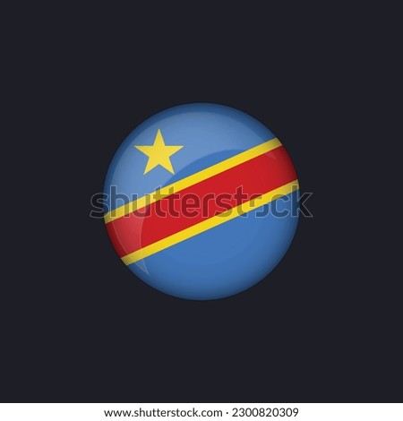 Democratic Republic Congo flag icon,Round Democratic Republic Congo flag icon vector isolated, Democratic Republic Congo flag button.