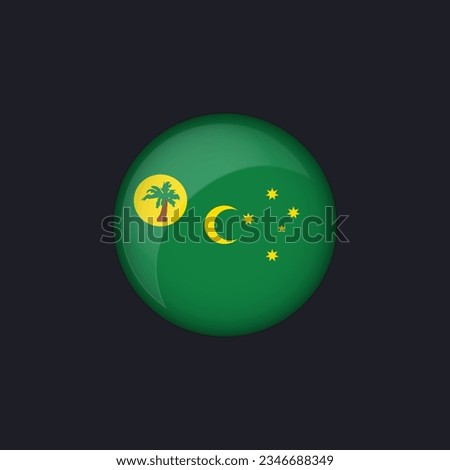 Cocos Island flag icon,Round Cocos Island flag icon vector isolated,Cocos Island flag button.