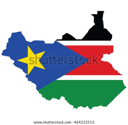 flag map of South Sudan