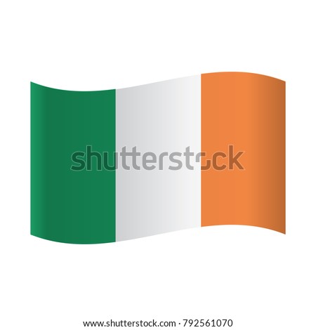 Isolated Irish flag, Vector illustration, Ireland flag. National flag of Ireland, vector.