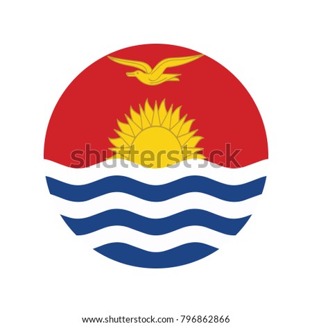 Kiribati national flag, Flag of Kiribati as round glossy icon. Button with flag design.