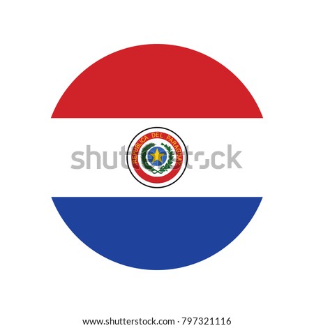 Paraguay national circle button flag background texture. Vector illustration, National Flag of Paraguay | Button Style.