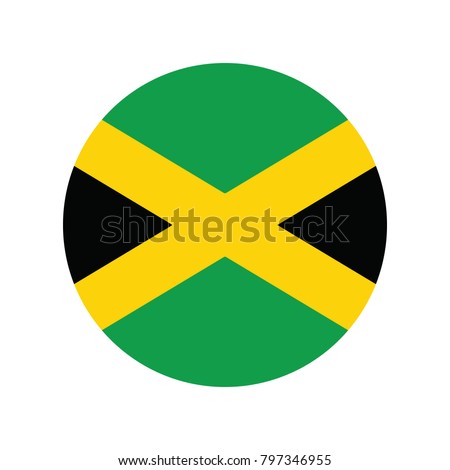 Round glossy Button with flag of Jamaica, Jamaica icon circle isolated on white background. Kingston icon vector illustration.