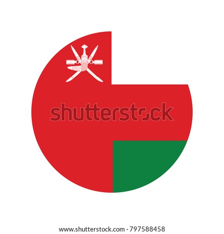 button Flag of Oman, Abstract illustration: button with flag from Oman country.